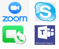 zoom Skype FaceTime and Teams logos